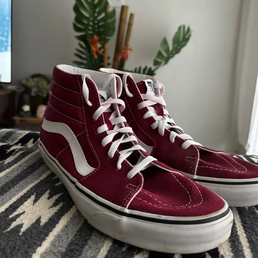 Vans Burgundy and White Skateboard Shoes - Picture 3 of 8